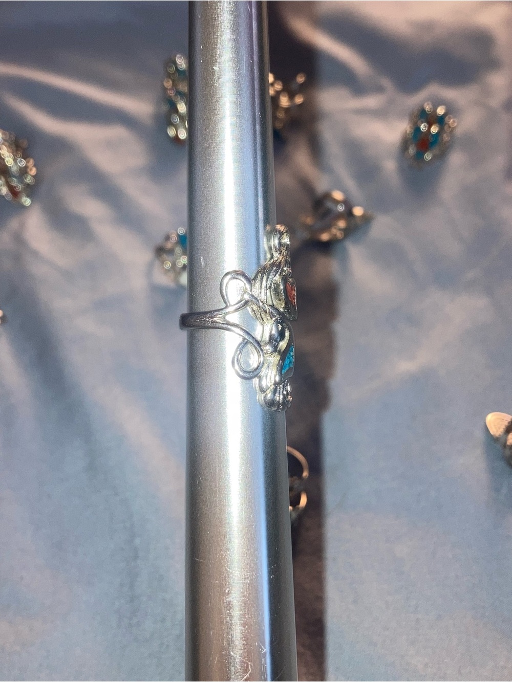 Sterling Silver Heart and unicorn Accent Ring - Blue & Red - Picture 2 of 4